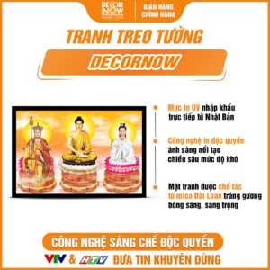 Bề mặt tranh đèn hiện đại in ngang Tam Thế Phật HD809