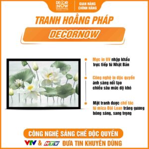 Bề mặt tranh đèn hiện đại hoa sen trắng HD806