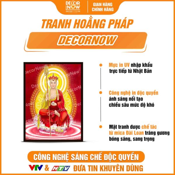 Bề mặt tranh đèn in đứng treo tường Địa Tạng Vương Bồ Tát DecorNow HD807