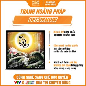 Bề mặt tranh hiện đại in vuông hoa sen chữ Tâm DecorNow HD59