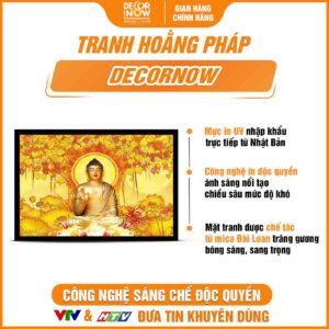 Bề mặt tranh trúc chỉ in ngang Phật A Di Đà và gốc cây bồ đề DecorNow TC499