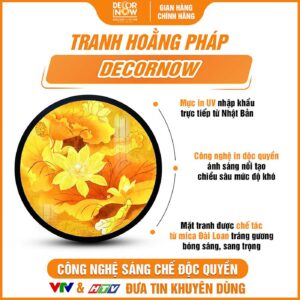 Bề mặt tranh trúc chỉ in tròn mẫu hoa sen DecorNow TC562