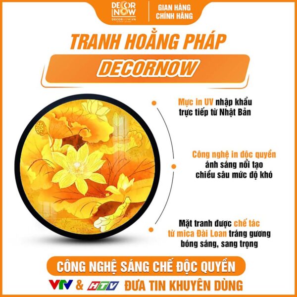 Bề mặt tranh trúc chỉ in tròn mẫu hoa sen DecorNow TC562