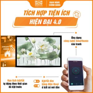 Công nghệ Smarthome trong tranh hoa sen trắng DecorNow HD806