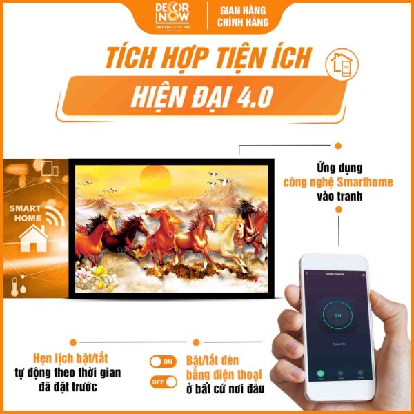 Công nghệ Smarthome trong tranh phong thủy Mã Đáo Thành Công DecorNow HD98