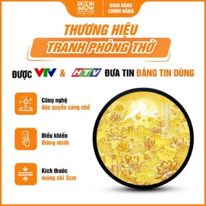 Tổng quan về tranh trúc chỉ in tròn hoa sen chữ phúc trắng DecorNow TC548