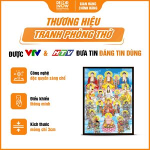 Giới thiệu chung về tranh đèn hiện đại in đứng treo tường 18 vị Phật DecorNow HD811