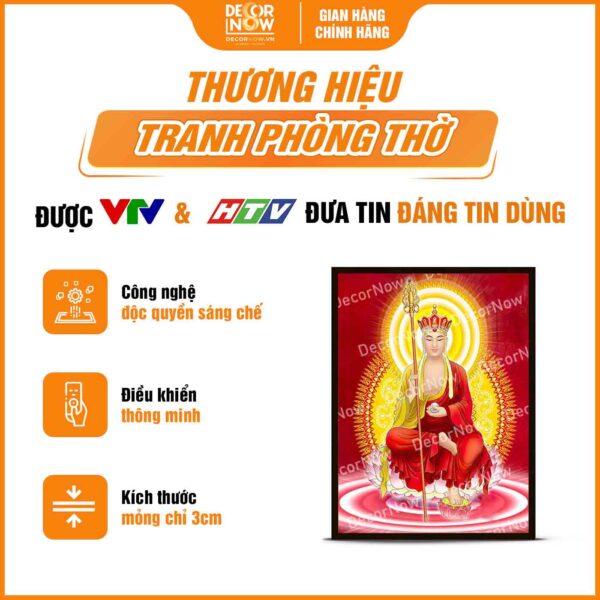 Giới thiệu chung về tranh đèn in đứng treo tường Địa Tạng Vương Bồ Tát DecorNow HD807