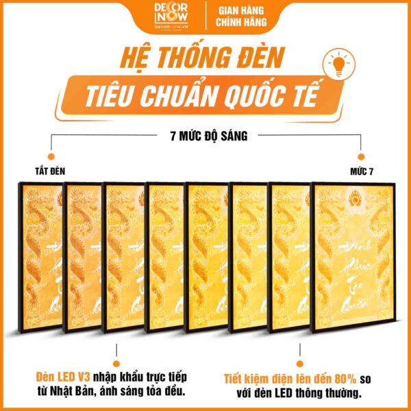 Hệ thống đèn bài vị Định Phúc Táo Quân màu vàng DecorNow TC569