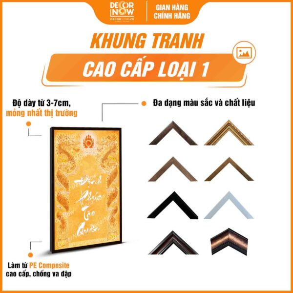 Khung tranh bài vị Định Phúc Táo Quân màu vàng DecorNow TC569