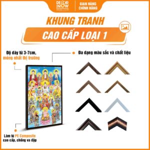 Khung tranh đèn hiện đại in đứng treo tường 18 vị Phật DecorNow HD811