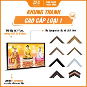 Khung tranh đèn hiện đại in ngang Tam Thế Phật HD809