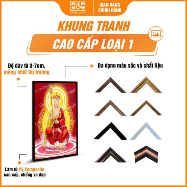 Khung tranh đèn in đứng treo tường Địa Tạng Vương Bồ Tát DecorNow HD807