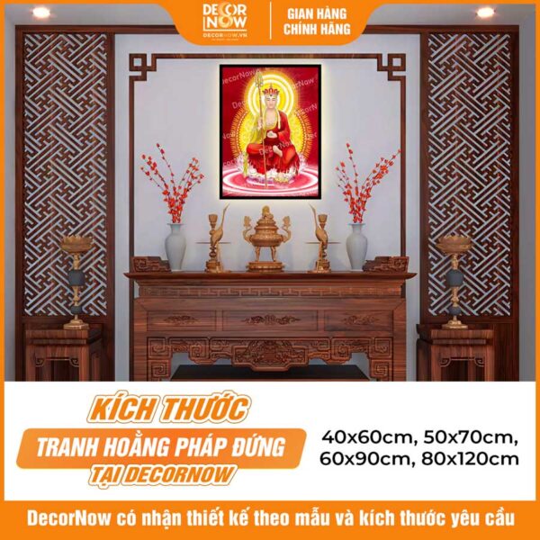 Kích thước phong thủy tranh đèn in đứng treo tường Địa Tạng Vương Bồ Tát DecorNow HD807