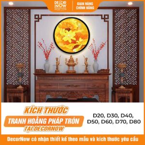 Kích thước tranh trúc chỉ in tròn mẫu hoa sen DecorNow TC562