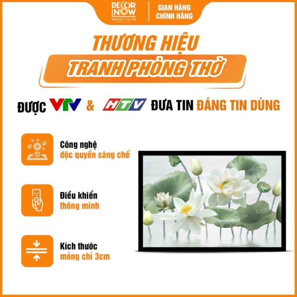 Tổng quan tranh đèn hiện đại hoa sen trắng HD806