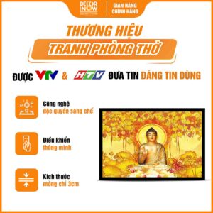 Tổng quan tranh trúc chỉ in ngang Phật A Di Đà và gốc cây bồ đề DecorNow TC499