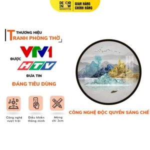 Tranh Hiện Đại In Tròn Mẫu Núi Non Và Thuyền DECORNOW DCN-HD21