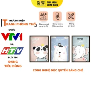 Bộ 3 Tranh Gấu Trúc - Gấu Trắng - Voi DECORNOW DCN- HD805