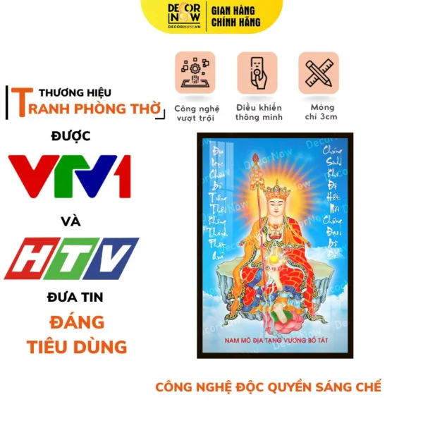 Tranh Đèn Hiện Đại In Đứng Địa Tạng Trời Xanh Câu Đối DECORNOW DCN-HD820