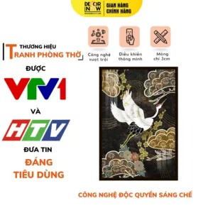 Tranh Đèn Hiện Đại In Đứng Họa Tiết Chim Hạc DECORNOW DCN-HD823