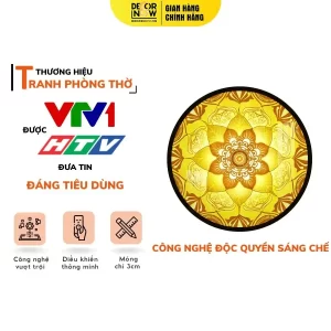 Tranh Trúc Chỉ In Tròn Họa Tiết Mandala Hoa Sen DECORNOW DCN-TC386