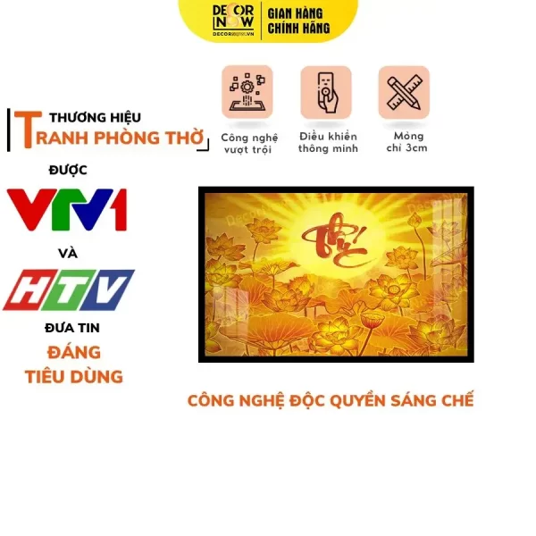 Tranh Trúc Chỉ In Ngang Họa Tiết Chữ Phúc Hoa Sen DECORNOW DCN-TC504