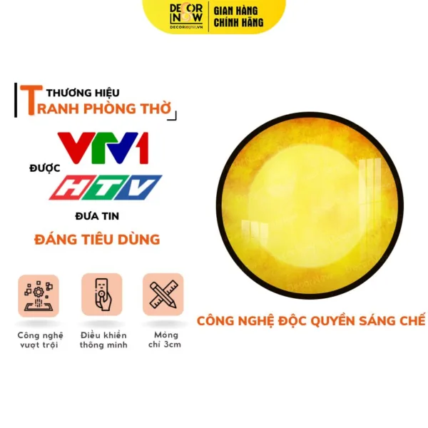 Tranh Trúc Chỉ In Tròn Trơn Vàng DECORNOW DCN-TC578