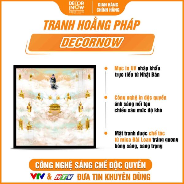 Bề mặt tranh trúc chỉ in vuông mây trời mẹ Diêu Trì DecorNow HD825