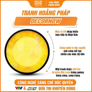 Bề mặt tranh trúc chỉ in tròn trơn vàng DecorNow TC578