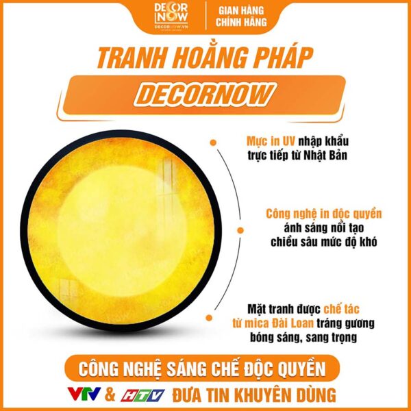 Bề mặt tranh trúc chỉ in tròn trơn vàng DecorNow TC578