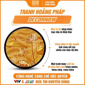 Bề mặt tranh trúc chỉ in tròn mẫu sen chuồn chuồn DecorNow TC564