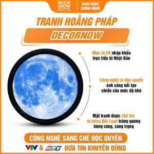 Bề mặt tranh trúc chỉ in tròn mẫu trăng xanh DecorNow HD821