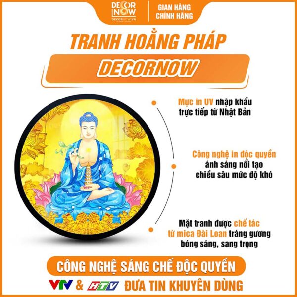 Bề mặt tranh trúc chỉ in tròn Phật Dược Sư DecorNow TC568