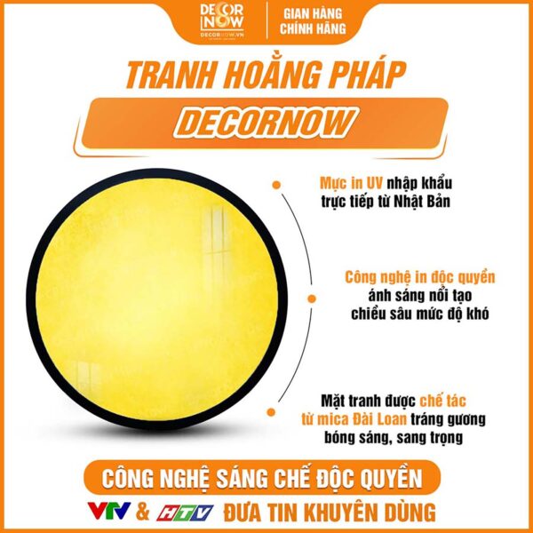 Bề mặt tranh trúc chỉ in tròn trơn vàng DecorNow TC576