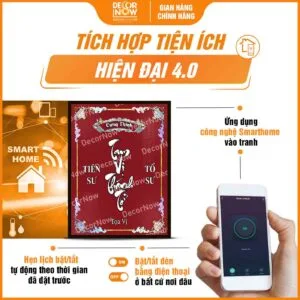 Công nghệ trong tranh trúc chỉ in đứng Tam vị Thánh Tổ DecorNow TC579