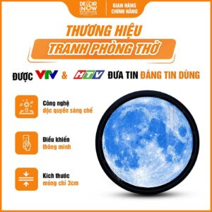 Giới thiệu chung tranh trúc chỉ in tròn mẫu trăng xanh DecorNow HD821