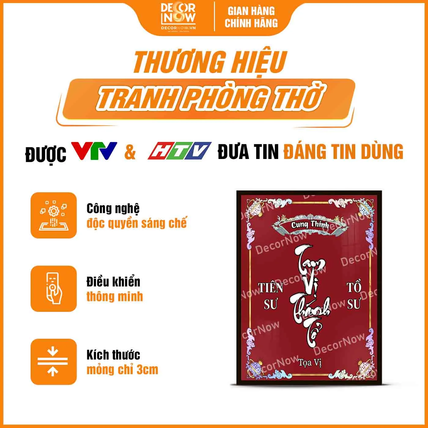 Giới thiệu chung về tranh trúc chỉ in đứng Tam vị Thánh Tổ DecorNow TC579