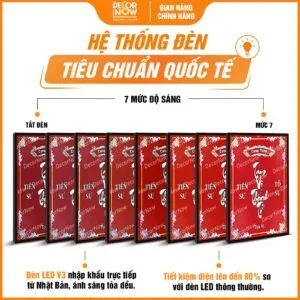 Hệ thống đèn tranh trúc chỉ in đứng Tam vị Thánh Tổ DecorNow TC579