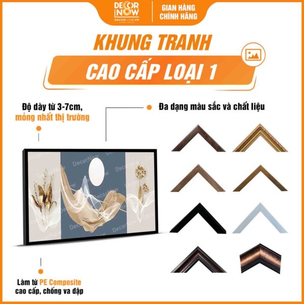 Khung bộ 3 tranh trừu tượng treo tường quý phái DecorNow HD822