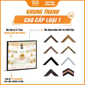 Khung tranh trúc chỉ in vuông mây trời mẹ Diêu Trì DecorNow HD825