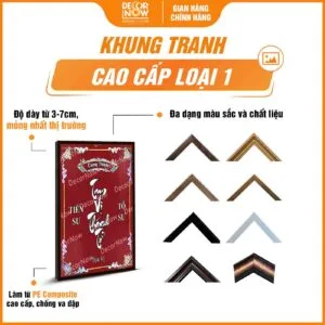 Khung tranh tranh trúc chỉ in đứng Tam vị Thánh Tổ DecorNow TC579