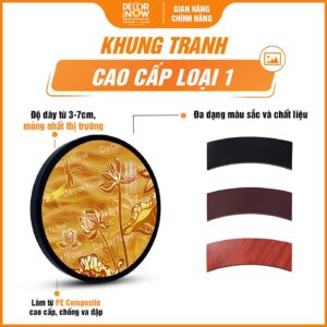 Khung tranh trúc chỉ in tròn mẫu sen chuồn chuồn DecorNow TC564