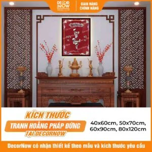 Kích thước phong thủy tranh trúc chỉ in đứng Tam vị Thánh Tổ DecorNow TC579