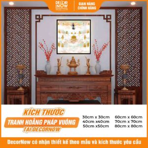 Kích thước tranh trúc chỉ in vuông mây trời mẹ Diêu Trì DecorNow HD825