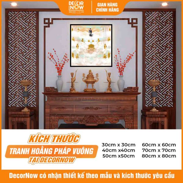 Kích thước tranh trúc chỉ in vuông mây trời mẹ Diêu Trì DecorNow HD825