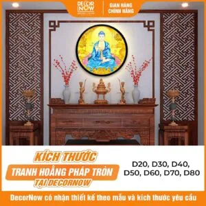 Kích thước tranh trúc chỉ in tròn Phật Dược Sư DecorNow TC568