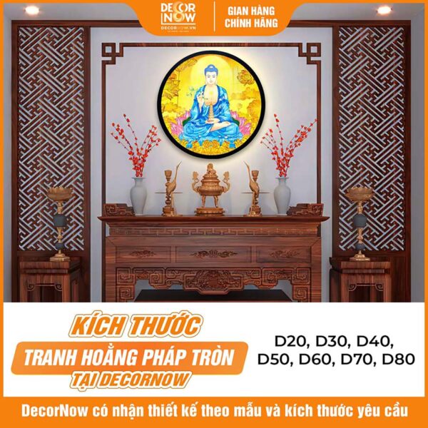 Kích thước tranh trúc chỉ in tròn Phật Dược Sư DecorNow TC568