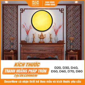 Kích thước tranh trúc chỉ in tròn trơn vàng DecorNow TC576