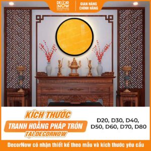 Kích thước tranh trúc chỉ in tròn trơn vàng DecorNow TC577